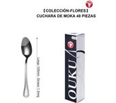 Mr.Spoon Serie Flores Cucharas de 12, 48 o120 piezas,Acero inoxidable 18/0,Plateado,Económico y funcional,Cuchara de té 150mm,cuchara café 125mm,cuchara moka 105mm,Mango monobloque,Apto para lavavajillas.Empaque ecológico,Idea para casa,hotel,restaurante