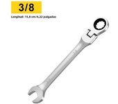 Flex Head Ratchet Combination Wrench Set, 1/4”-3/4”SAE, 72-Teeth Box End and Open End Spanner Gear Wrench with Cr-V Constructed