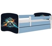 Cama 140 x 70 cm Kocot Kids com gaveta e colchão BabyDreams Race Blue