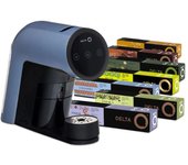 Delta Q IconiQ - Máquina de Café Espresso - Pack de Cafetera de Cápsulas Automática - Depósito para 10 Cápsulas - Pantalla Táctil - Incluye 70 Cápsulas de Café Especialidad y Orígenes