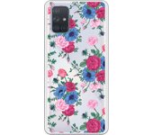 Funda original compatible con Samsung Galaxy A71 - Patron flores azules y rojas