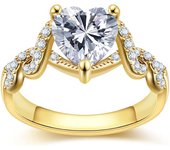 18K Rose gold Plated Love Heart Cubic Zirconia Promise Halo Engagement Promise Eternity Valentine's Day Ring for Women Size 6-10