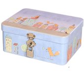 Vintage Large Capacity Tinplate Box with Lock Key Desktop Jewelry Storage Case Metal Box Makeup Box High Quality