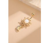 KUNIU1PC stylish retro Sunflower Moon Stainless Steel Ladies body piercing body jewelry belly button staple belly accessories