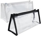 2 Pcs Clear Pencil Case, Transparent Pen Box See-Through Pencil Case for Students Toiletries Travel Bag Zipper Cosmetic Bag