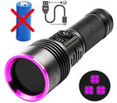 High Power Black Mirror Purple Light Detection Torch Powerful 365NM UV Flashlight Type-C USB Rechargeable LED Ultraviolet Lamp