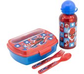 Set de botella de aluminio de 400 ml y fiambrera con cubiertos de Spider-man. Libre BPA. STOR