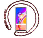 Tumundosmartphone Funda Colgante Transparente para Oppo A94 5G con Cordon Rosa / Dorado
