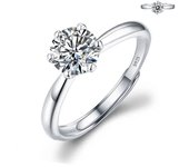 Moissanite Engagement Finger Rings Inlaid Diamond Open Ring For Women 925 Silver Promise Wedding Adjustable Rings Fine Jewelry