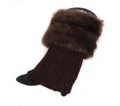 1 Pair Women Winter Autumn Leg Warmers Lady Crochet Knit Fur Trim Leg Boat Socks Thick Women Cuffs Toppers Boot Socks New