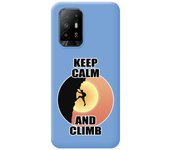 Funda Silicona Líquida Azul para Oppo A94 5G diseño Hombre Escalada Dibujos