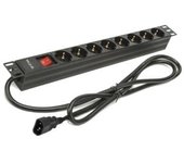 Regleta con Interruptor Phasak BNS 3535/ 8 Tomas de Corriente/ Cable 2m/ Negro