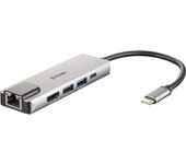 D-link hub usb?c 5 en 1 2 puertos usb 3.0 + 1 hdmi + 1 rj45 - plug & play