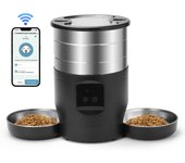 4.5L Button WiFi Automatic Cat Feeder Includes Two Stainless Steel Bowls Smart Pet Cat and Dogs Food Dispenser Feeder Pet Feeder
