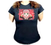 CAMISETA NEGRA MUJER spy x family niña anya kawaii cute mona oferta tshirt anime manga seinen super guerrero sagaandroides