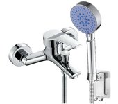 BIT Grifo de Ducha con Alcachofa de Mano 3 Modos, Mezclador Monomando Cromado, Soporte de Pared y Manguera de Ducha Extensible 1,5-1.7m