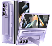 For Samsung Galaxy Z Fold 6 5 4 3 5G Case Plating Hinge with Pen 360 Full Screen Protector AG Matte Shockproof Kickstand Cover