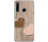 Tumundosmartphone Funda Gel Tpu para Huawei Honor 20 Lite diseño Corazones Madera Dibujos