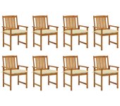 vidaXL Sillas de jardín con cojines 8 uds madera maciza de acacia