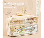 Japanese Cartoon High Appearance Level Cinnamoroll Melody Pen Bag Transparent Three-layer Stationery Bag Kuromi Pencil Case