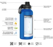 Botella Termo de Maple Inoxidable 1 Litro Deportiva (10 Colores) - Botella de Agua Térmica Reutilizable | Sin BPA | Keeps 24H Frio / 12H Caliente | Termo y Hermética - Doble Pantalla a Prueba de Fugas (YD550 YD1000 999 1199)