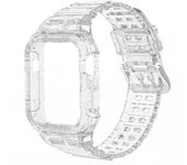 Case+Strap for Apple Watch Band 44mm 40mm 45mm 41mm 42mm Accessories Transparent Silicone glitter Bracelet iWatch series 9876 se