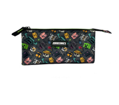 Estuche Escolar Triple Minecraft Pixel 25, Interior totalmente forrado y personalizado, 11.5 X 23.5 X 3 Cm