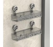 Estantes de ducha de acrílico transparente, estante de almacenamiento con ventosa, estante de esquina con ondas de agua glaciar, estante de almacenamiento para accesorios de baño (2 piezas de triángulo blanco)