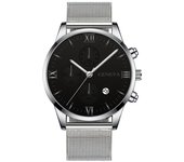 Reloj para Hombre con Estilo Romano y 3 Subesferas - Correa Milanés de Alta Durabilidad - Precisión Suiza