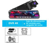 10 Inch 4K Car Mirror DVR For Universal Car Touch Screen Video Recorder Rearview 2160P Front Mirror Dash Cam & 1080P Rear Camera