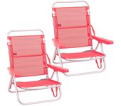Pack de 2 sillas de playa baja reclinable 4 posiciones convertible en tumbona de aluminio y textileno de 61x47x80 cm Lola Home