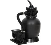 vidaXL Filtro de arena para piscinas con válvula de 6 vías negro