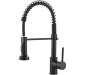 Grifo monomando para fregadero de Cocina Con Resort de latón Macizo, Negro mate 9009R