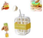 Cubitera vertical de 500 ml con tapa para congelador, nueva 2025, con pajita, fácil de abrir, llenado rápido sin tocar, ideal para whisky, cócteles, té y café.