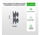 FANAUE Aluminum Double Socket Swivel Arm for 20mm Ball Head Base Adapter for Gopro insta360 Bike Motorcycle Camera Extension Arm
