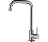 Grifo de cocina cepillado 2 opciones de caño giratorio 360° Fregadero ecológico Latón Acero inoxidable mixto