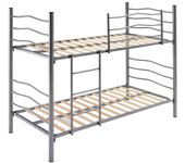 Litera con somier montado en Color Plata con Escalera, barandilla y pie Reforzado, Medida 90x190 cm. Fabricación Nacional