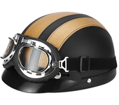 Motorcycle Helmet Men And Women Classic Leather Vintage Open Face Half Helmet Motor Scooter Electric Scooter Helmet Goggles New