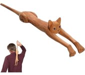 Rascador de espalda con forma de gato, rascador de espalda de madera de tilo de mano de 18.89 pulgadas, rascador de espalda de gato con mango largo para alivio instantáneo de la picazón, relajación corporal para jóvenes y mayores, todos pueden rascarse