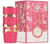 Perfume Yara Candy 100ml - Lattafa: Fragancia de frutas confitadas y jarabe de vainilla para mujeres elegantes y sofisticadas.