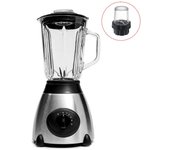 Batidora 2 En 1 De Vaso 1 Dam, 5l Acero Inoxidable . Jarra De Cristal, 800w, Cuchillas De Acero Inox, Pica Hielo, Smoothies, Zumos. Vario Velocidades. Vaso Auxiliar. 18,3x18,3x38 Cm. Color: Plata
