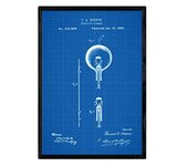 Nacnic Poster Con Patente De Bombilla Electrica. Lámina Con Diseño De Patente Antigua En Y Con Fondo Azul