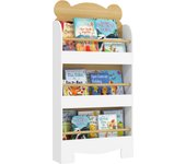 AIYAPLAY Librería Infantil de 3 Niveles Estantería para Libros Infantil Diseño de Osito para Sala de Juegos Dormitorio Guardería Natural