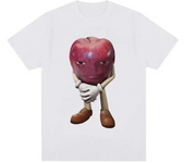Kaos katun kualitas tinggi pria, T-shirt atasan lengan pendek kasual Retro Apple dengan wajah Meme uniseks