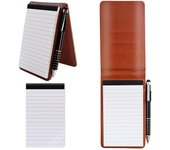 Libreta de notas de cuero sintético A7, libreta de bolsillo pequeña con bolígrafo de metal y libreta de bolsillo (marrón)