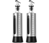 Dispensador de aceite y vinagre de vidrio, dispensador de aceite de oliva, amplia apertura para fácil recarga y limpieza