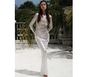 Mesh See Through Maxi Dresses For Women Beach Cover-ups Long Sleeve Vestidos De Mujer Slim Fit One Piece Hot Club Rave Outfits