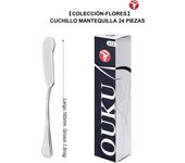 Mr.Spoon Serie Flores,Set Cubiertos ensalada y Cuchillo mantequilla 2, 6, 12 o 48 piezas,Acero inoxidable18/0,Económico y funcional,Set Cubiertos ensalada210mm,Cuchillo mantequilla165mm,Mango monobloque,Apto para lavavajillas,Para casa,hotel,restaurante