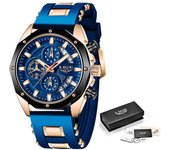LIGE Fashion Men Watches Top Brand Luxury Silicone Sport Watch Men Quartz Date Clock Waterproof Wristwatch Chronograph Clock Man