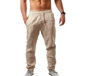 Pantalones Verano Hombre Ligero Transpirable Color Sólido Cinturilla Elástica Haruku
